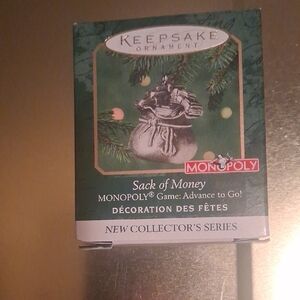 Keepsake Ornament  Pewter Sack of Money By Monopoly- 1st In The Series 2000